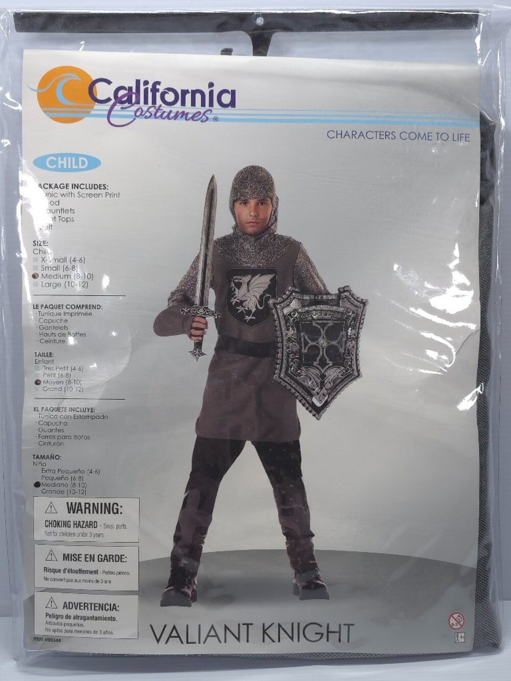 Valiant Knight Costume Kids Medium 8-10 NWT California Costumes